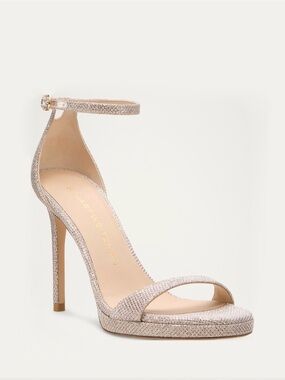 Stuart Weitzman Nudist Gold Glitter Ankle-Strap Sandal 8.5 NWT